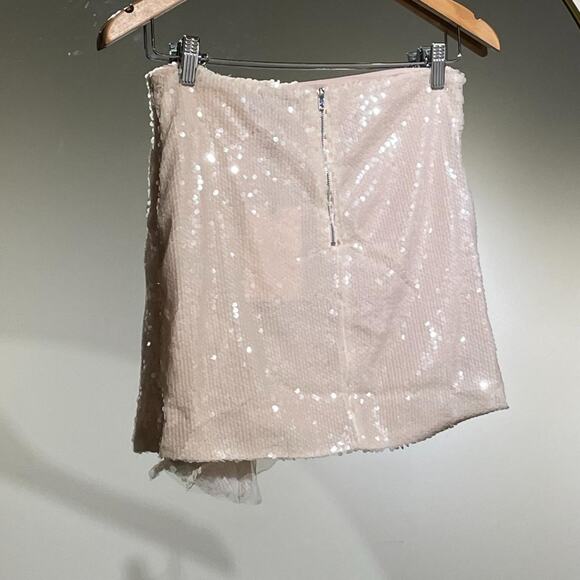 Cream Sequined Ruffled Skirt - Picture 4 of 5